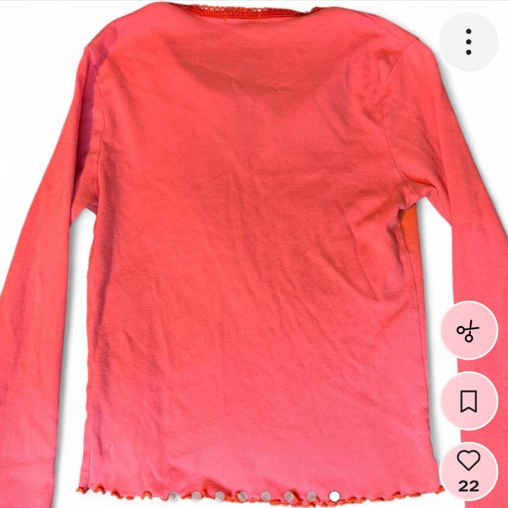 FANG y2k peach long sleeve tee ruffle trim - Picture 8 of 8